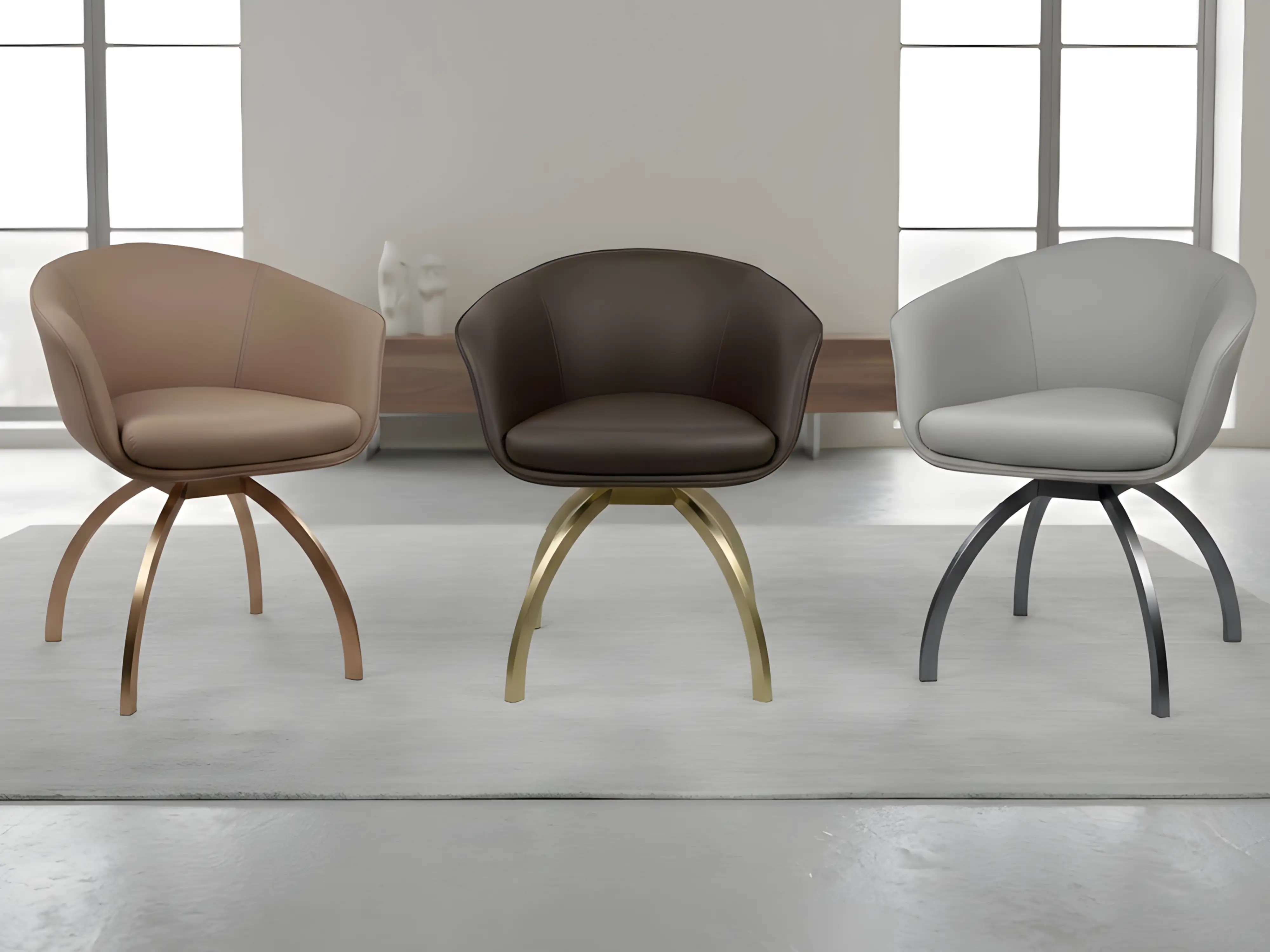 Ekskluzywne skórzane krzesła premium z aluminiową podstawą